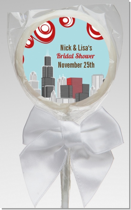 Chicago Skyline - Personalized Bridal Shower Lollipop Favors