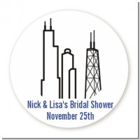 Chicago - Round Personalized Bridal Shower Sticker Labels
