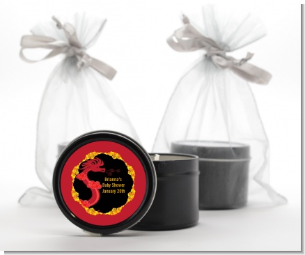 Chinese New Year Dragon - Baby Shower Black Candle Tin Favors