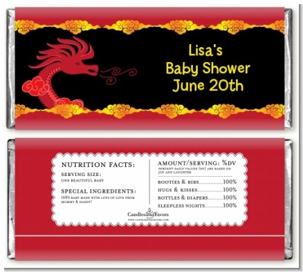 Chinese New Year Dragon - Personalized Baby Shower Candy Bar Wrappers