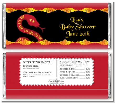 Chinese New Year Snake - Personalized Baby Shower Candy Bar Wrappers