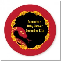 Chinese New Year Snake - Round Personalized Baby Shower Sticker Labels