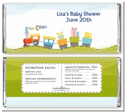 Choo Choo Train - Personalized Baby Shower Candy Bar Wrappers