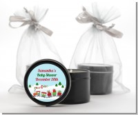 Choo Choo Train Christmas Wonderland - Baby Shower Black Candle Tin Favors