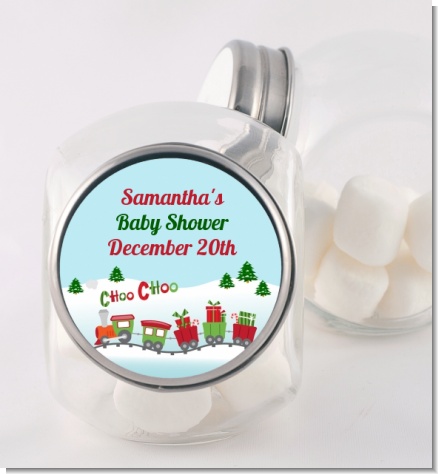 Choo Choo Train Christmas Wonderland - Personalized Baby Shower Candy Jar