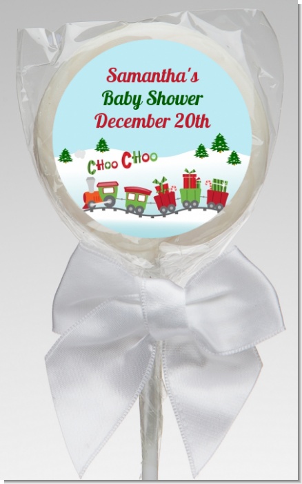 Choo Choo Train Christmas Wonderland - Personalized Baby Shower Lollipop Favors
