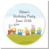Choo Choo Train - Round Personalized Birthday Party Sticker Labels
