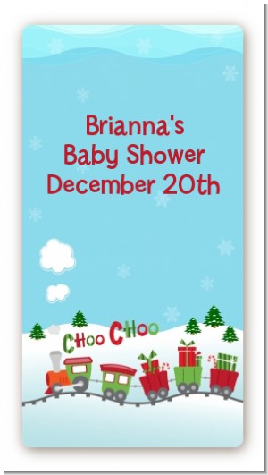 Choo Choo Train Christmas Wonderland - Custom Rectangle Baby Shower Sticker/Labels