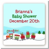 Choo Choo Train Christmas Wonderland - Square Personalized Baby Shower Sticker Labels