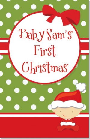 Christmas Baby Caucasian - Personalized Baby Shower Wall Art
