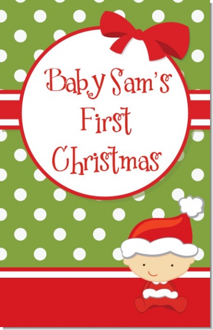 Christmas Baby Caucasian - Personalized Baby Shower Wall Art