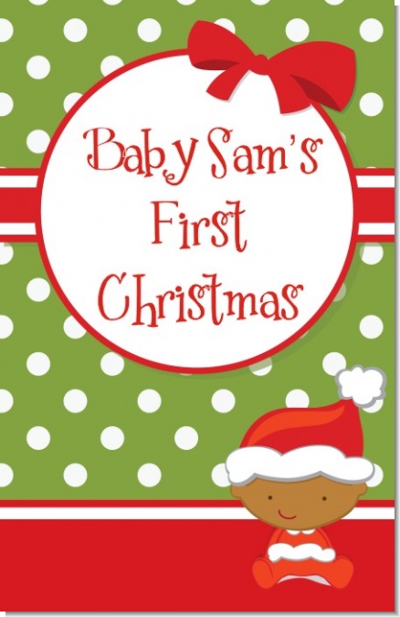 Christmas Baby African American - Personalized Baby Shower Wall Art