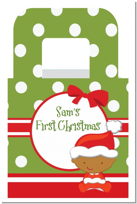 Christmas Baby African American - Personalized Baby Shower Favor Boxes