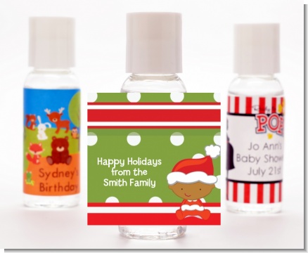 Christmas Baby African American - Personalized Christmas Hand Sanitizers Favors