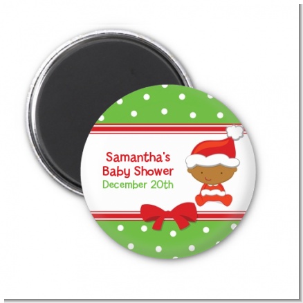 Christmas Baby African American - Personalized Baby Shower Magnet Favors