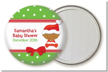 Christmas Baby African American - Personalized Baby Shower Pocket Mirror Favors