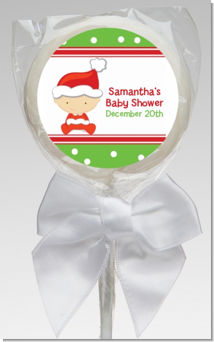 Christmas Baby Caucasian - Personalized Baby Shower Lollipop Favors