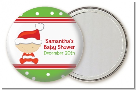Christmas Baby Caucasian - Personalized Baby Shower Pocket Mirror Favors