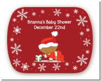 Christmas Baby Snowflakes African American - Personalized Baby Shower Rounded Corner Stickers