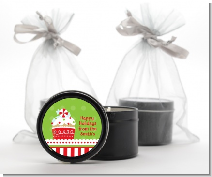 Christmas Cupcake - Christmas Black Candle Tin Favors