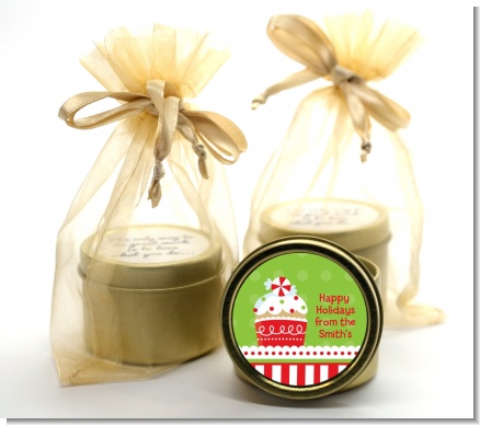 Christmas Cupcake - Christmas Gold Tin Candle Favors