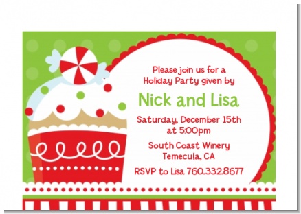 Christmas Cupcake - Christmas Petite Invitations