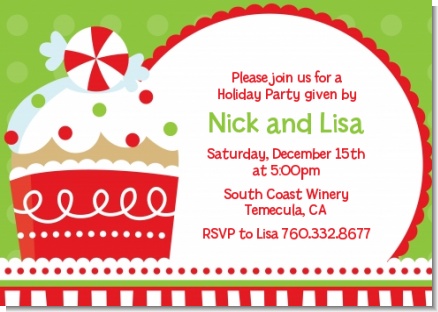 Christmas Cupcake - Christmas Invitations