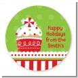 Christmas Cupcake - Round Personalized Christmas Sticker Labels thumbnail