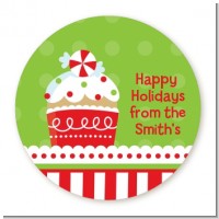 Christmas Cupcake - Round Personalized Christmas Sticker Labels