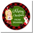 Christmas Girl - Round Personalized Christmas Sticker Labels thumbnail