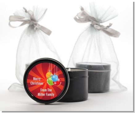 Christmas Ornaments - Christmas Black Candle Tin Favors