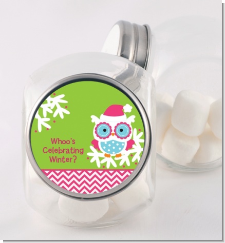 Winter Owl - Personalized Christmas Candy Jar