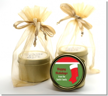 Christmas Stocking - Christmas Gold Tin Candle Favors