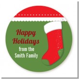 Christmas Stocking - Round Personalized Christmas Sticker Labels