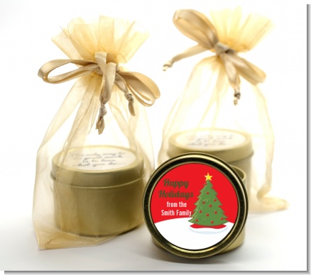 Christmas Tree - Christmas Gold Tin Candle Favors