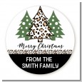 Christmas Tree Cheetah - Round Personalized Christmas Sticker Labels thumbnail