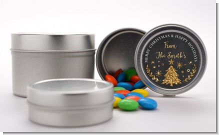 Christmas Tree Gold Glitter - Custom Christmas Favor Tins