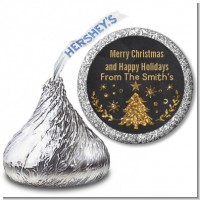 Christmas Tree Gold Glitter - Hershey Kiss Christmas Sticker Labels