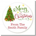 Christmas Tree Watercolor - Round Personalized Christmas Sticker Labels thumbnail