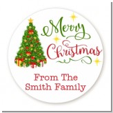 Christmas Tree Watercolor - Round Personalized Christmas Sticker Labels