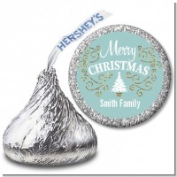 Christmas Tree with Glitter Scrolls - Hershey Kiss Christmas Sticker Labels