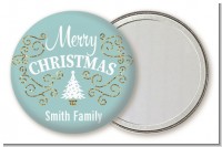 Christmas Tree with Glitter Scrolls - Personalized Christmas Pocket Mirror Favors