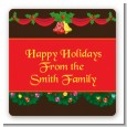 Christmas Wreath and Bells - Square Personalized Christmas Sticker Labels thumbnail