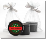 Christmas Wreath and Bells - Christmas Black Candle Tin Favors