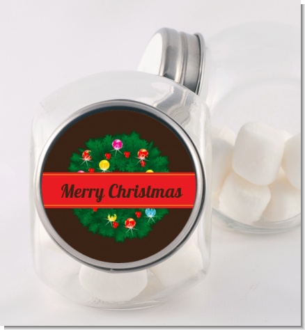 Christmas Wreath and Bells - Personalized Christmas Candy Jar
