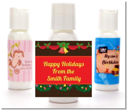 Christmas Wreath and Bells - Personalized Christmas Lotion Favors