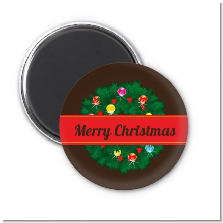 Christmas Wreath and Bells - Personalized Christmas Magnet Favors