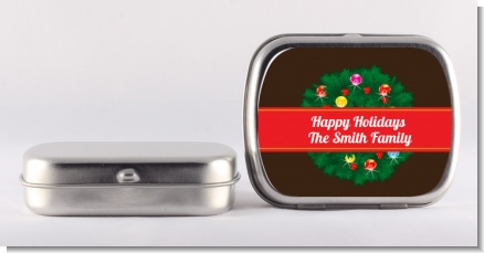 Christmas Wreath and Bells - Personalized Christmas Mint Tins