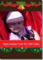 Christmas Wreath and Bells - Personalized Photo Christmas Cards