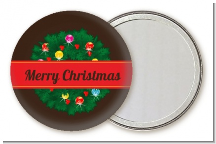 Christmas Wreath and Bells - Personalized Christmas Pocket Mirror Favors